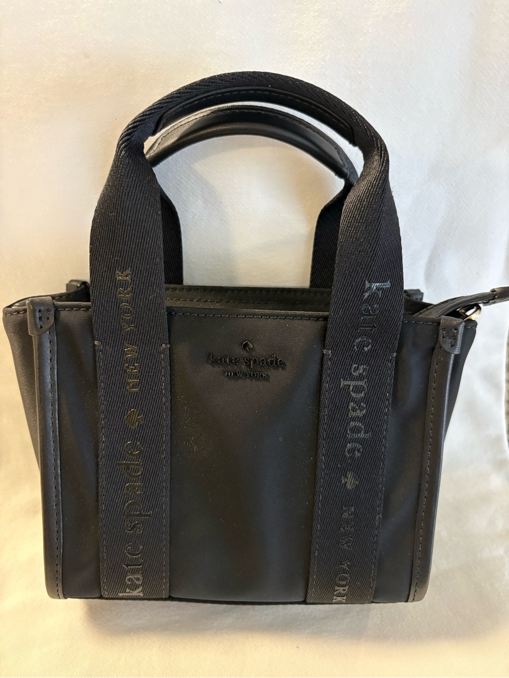 kate spade Black Mini Tote with Branded Webbing Straps